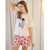Arshiner Girls Pajama Set 3 Piece Short Sleeve Sleepwear Summer Soft Cute Pjs Outfits(Cat)