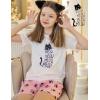 Arshiner Girls Pajama Set 3 Piece Short Sleeve Sleepwear Summer Soft Cute Pjs Outfits(Cat)