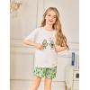 Arshiner Girls Pajama Set 3 Piece Short Sleeve Sleepwear Summer Soft Cute Pjs Outfits(Green Avocado)