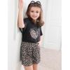 Arshiner Girls Pajama Set 3 Piece Short Sleeve Sleepwear Summer Soft Cute Pjs Outfits(Leopard Heart)