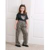 Arshiner Girls Pajama Set 3 Piece Short Sleeve Sleepwear Summer Soft Cute Pjs Outfits(Leopard Heart)