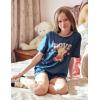Arshiner Girls Pajama Set 3 Piece Short Sleeve Sleepwear Summer Soft Cute Pjs Outfits(Navy Teddy)