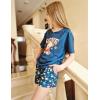Arshiner Girls Pajama Set 3 Piece Short Sleeve Sleepwear Summer Soft Cute Pjs Outfits(Navy Teddy)