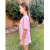 Arshiner Girls Pajama Set 3 Piece Short Sleeve Sleepwear Summer Soft Cute Pjs Outfits(Pink Dog)