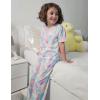 Arshiner Girls Pajama Set 3 Piece Short Sleeve Sleepwear Summer Soft Cute Pjs Outfits(Watercolor)