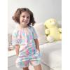 Arshiner Girls Pajama Set 3 Piece Short Sleeve Sleepwear Summer Soft Cute Pjs Outfits(Watercolor)