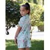 Arshiner Girls Pajamas Sets Short Sleeve Kids Pjs Button Down Sleepwear for 4-13Y(Blue Cat)