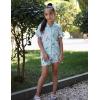Arshiner Girls Pajamas Sets Short Sleeve Kids Pjs Button Down Sleepwear for 4-13Y(Blue Cat)