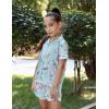 Arshiner Girls Pajamas Sets Short Sleeve Kids Pjs Button Down Sleepwear for 4-13Y(Blue Cat)