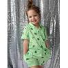 Arshiner Girls Pajamas Sets Short Sleeve Kids Pjs Button Down Sleepwear for 4-13Y(Green Avocado)