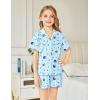 Arshiner Girls Pajamas Sets Short Sleeve Kids Pjs Button Down Sleepwear for 4-13Y(Light Blue Stars)