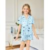Arshiner Girls Pajamas Sets Short Sleeve Kids Pjs Button Down Sleepwear for 4-13Y(Light Blue Stars)