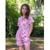 Arshiner Girls Pajamas Sets Short Sleeve Kids Pjs Button Down Sleepwear for 4-13Y(Pink Bow)