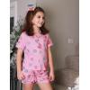 Arshiner Girls Pajamas Sets Short Sleeve Kids Pjs Button Down Sleepwear for 4-13Y(Pink Donut)