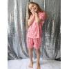 Arshiner Girls Pajamas Sets Short Sleeve Kids Pjs Button Down Sleepwear for 4-13Y(Pink Leopard)