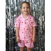 Arshiner Girls Pajamas Sets Short Sleeve Kids Pjs Button Down Sleepwear for 4-13Y(Pink Strawberry)