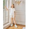Arshiner Girls Pajamas Sets Short Sleeve Kids Pjs Button Down Sleepwear for 4-13Y(White Flowers)