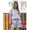 Arshiner Girls Pajamas Silk Satin Pajama Set 2 Piece Button Down Pjs Ruffle Sleepwear(Blue Stripes)