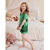 Arshiner Girls Pajamas Silk Satin Pajama Set 2 Piece Button Down Pjs Ruffle Sleepwear(Dark Green)