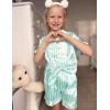 Arshiner Girls Pajamas Silk Satin Pajama Set 2 Piece Button Down Pjs Ruffle Sleepwear(Green Stripes)