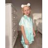 Arshiner Girls Pajamas Silk Satin Pajama Set 2 Piece Button Down Pjs Ruffle Sleepwear(Green Stripes)