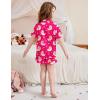 Arshiner Girls Pajamas Silk Satin Pajama Set 2 Piece Button Down Pjs Ruffle Sleepwear(Hot Pink Teddy)