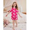 Arshiner Girls Pajamas Silk Satin Pajama Set 2 Piece Button Down Pjs Ruffle Sleepwear(Hot Pink Teddy)