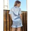 Arshiner Girls Pajamas Silk Satin Pajama Set 2 Piece Button Down Pjs Ruffle Sleepwear(Light Blue)