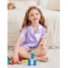Arshiner Girls Pajamas Silk Satin Pajama Set 2 Piece Button Down Pjs Ruffle Sleepwear(Light Purple)