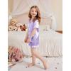 Arshiner Girls Pajamas Silk Satin Pajama Set 2 Piece Button Down Pjs Ruffle Sleepwear(Light Purple)