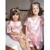 Arshiner Girls Pajamas Silk Satin Pajama Set 2 Piece Button Down Pjs Ruffle Sleepwear(Lotus Root Pink)