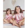 Arshiner Girls Pajamas Silk Satin Pajama Set 2 Piece Button Down Pjs Ruffle Sleepwear(Lotus Root Pink)