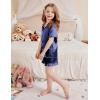 Arshiner Girls Pajamas Silk Satin Pajama Set 2 Piece Button Down Pjs Ruffle Sleepwear(Navy)