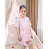 Arshiner Girls Pajamas Silk Satin Pajama Set 2 Piece Button Down Pjs Ruffle Sleepwear(Pink Leopard)