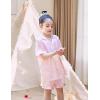 Arshiner Girls Pajamas Silk Satin Pajama Set 2 Piece Button Down Pjs Ruffle Sleepwear(Pink Leopard)