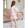 Arshiner Girls Pajamas Silk Satin Pajama Set 2 Piece Button Down Pjs Ruffle Sleepwear(Pink Stripes)