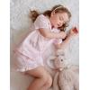 Arshiner Girls Pajamas Silk Satin Pajama Set 2 Piece Button Down Pjs Ruffle Sleepwear(Pink Stripes)