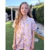 Arshiner Girls Pajamas Silk Satin Pajama Set 2 Piece Button Down Pjs Ruffle Sleepwear(Purple Teddy)