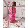 Arshiner Girls Pajamas Silk Satin Pajama Set 2 Piece Button Down Pjs Ruffle Sleepwear(Rose Red)