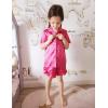 Arshiner Girls Pajamas Silk Satin Pajama Set 2 Piece Button Down Pjs Ruffle Sleepwear(Rose Red)