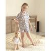 Arshiner Girls Pajamas Silk Satin Pajama Set 2 Piece Button Down Pjs Ruffle Sleepwear(White Leopard)