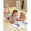 Arshiner Girls Pajamas Silk Satin Pajama Set 2 Piece Button Down Pjs Ruffle Sleepwear(White Leopard)