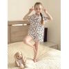Arshiner Girls Pajamas Silk Satin Pajama Set 2 Piece Button Down Pjs Ruffle Sleepwear(White Leopard)