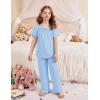 Arshiner Girls Pajamas Soft 2 Piece Pjs Sets Ruffle Short Sleeve Long Pants Sleepwear(Blue)