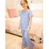 Arshiner Girls Pajamas Soft 2 Piece Pjs Sets Ruffle Short Sleeve Long Pants Sleepwear(Blue Cherry)