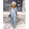 Arshiner Girls Pajamas Soft 2 Piece Pjs Sets Ruffle Short Sleeve Long Pants Sleepwear(Blue Flowers)