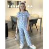 Arshiner Girls Pajamas Soft 2 Piece Pjs Sets Ruffle Short Sleeve Long Pants Sleepwear(Blue Flowers)