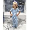 Arshiner Girls Pajamas Soft 2 Piece Pjs Sets Ruffle Short Sleeve Long Pants Sleepwear(Blue Flowers)