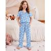 Arshiner Girls Pajamas Soft 2 Piece Pjs Sets Ruffle Short Sleeve Long Pants Sleepwear(Blue Moon)