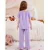 Arshiner Girls Pajamas Soft 2 Piece Pjs Sets Ruffle Short Sleeve Long Pants Sleepwear(Light Purple)